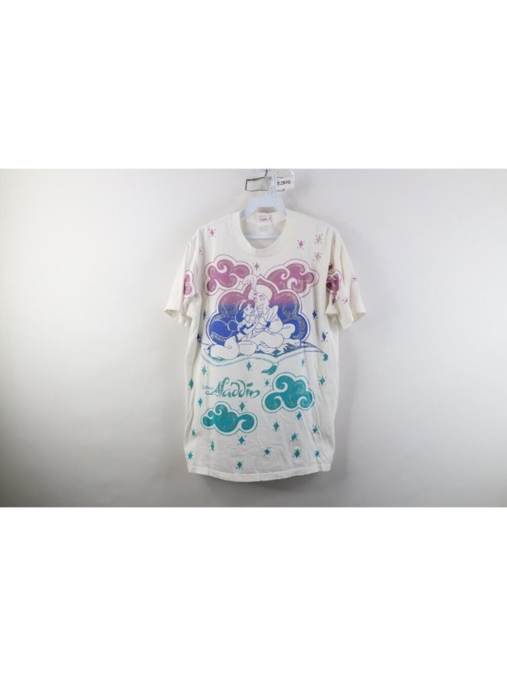 Vintage 90s Disney Mens Medium Aladdin Genie Jasmine All Over Print T-Shirt USA